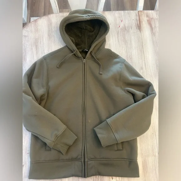 Member’s Mark Sherpa Lined Full-Zip Hoodie – Olive Green – XL - Picture 1 of 2